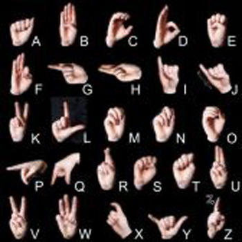 Featured is the sign language alphabet which, although originally created for deaf mutes, can and has come in handy in many settings and special needs applications.